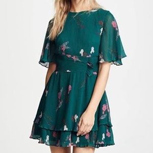 Keepsake dark green floral mini dress